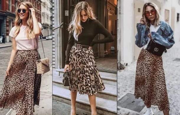 Cómo combinar falda animal print larga