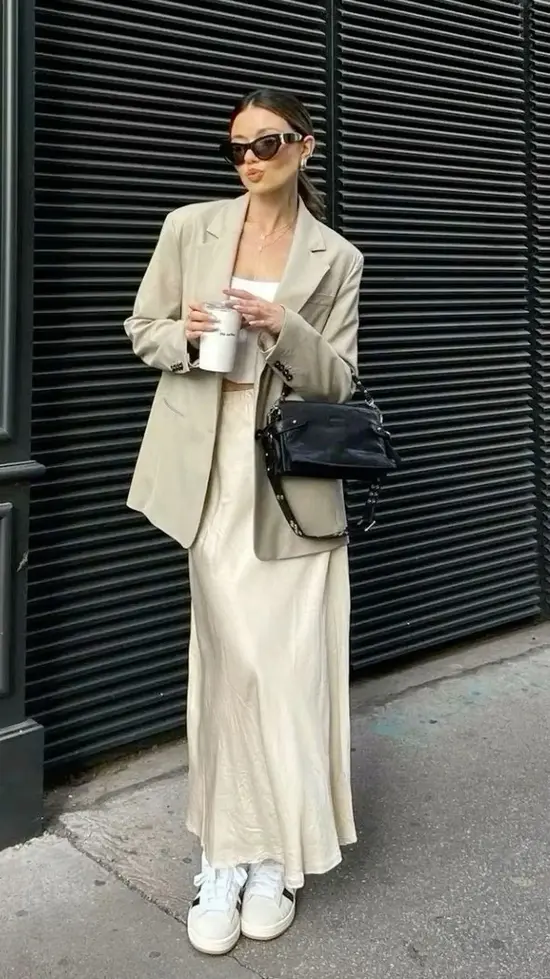 Estilo demure beig monocolor